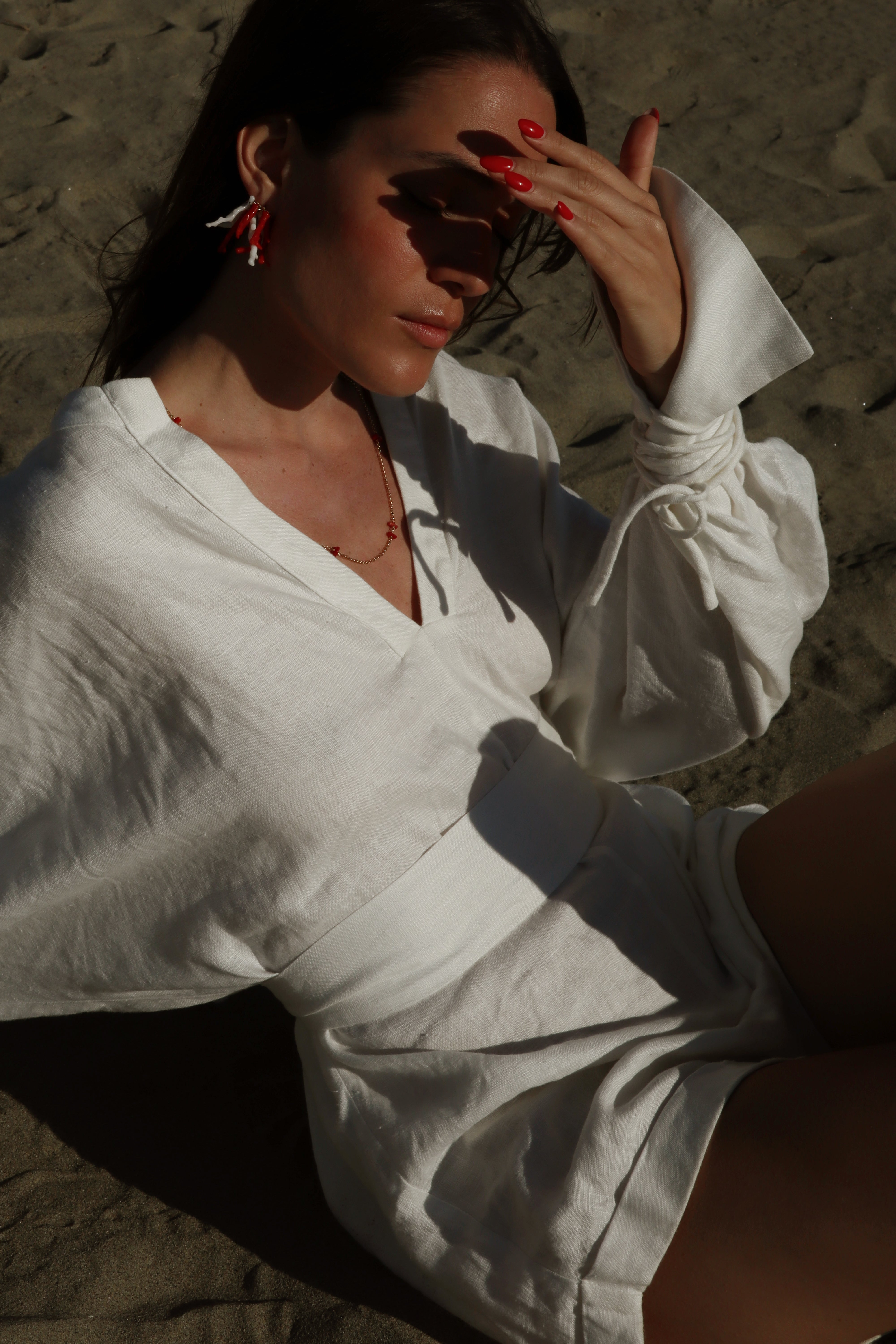 Orecchini Cordelia white & red