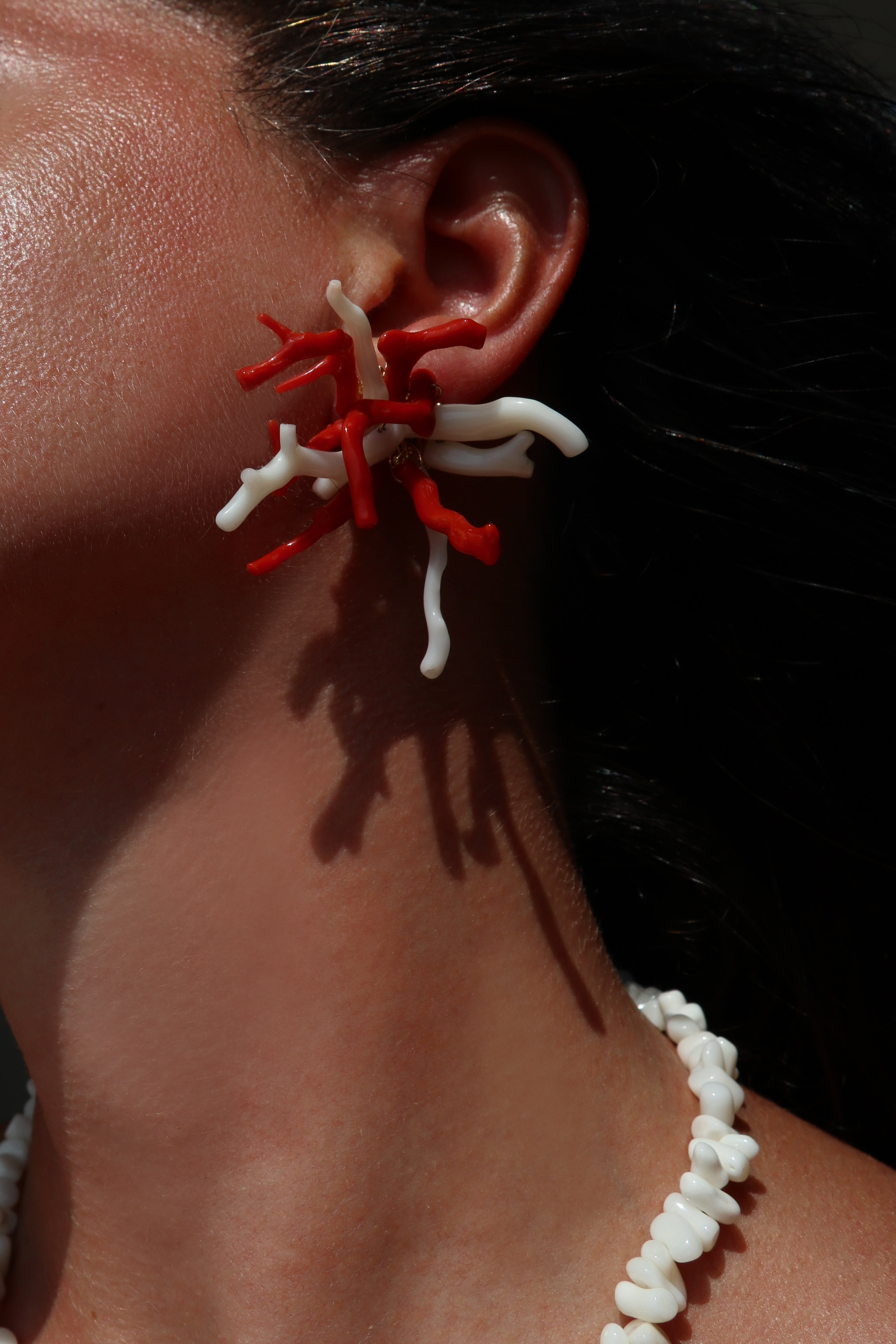 Orecchini Cordelia white & red