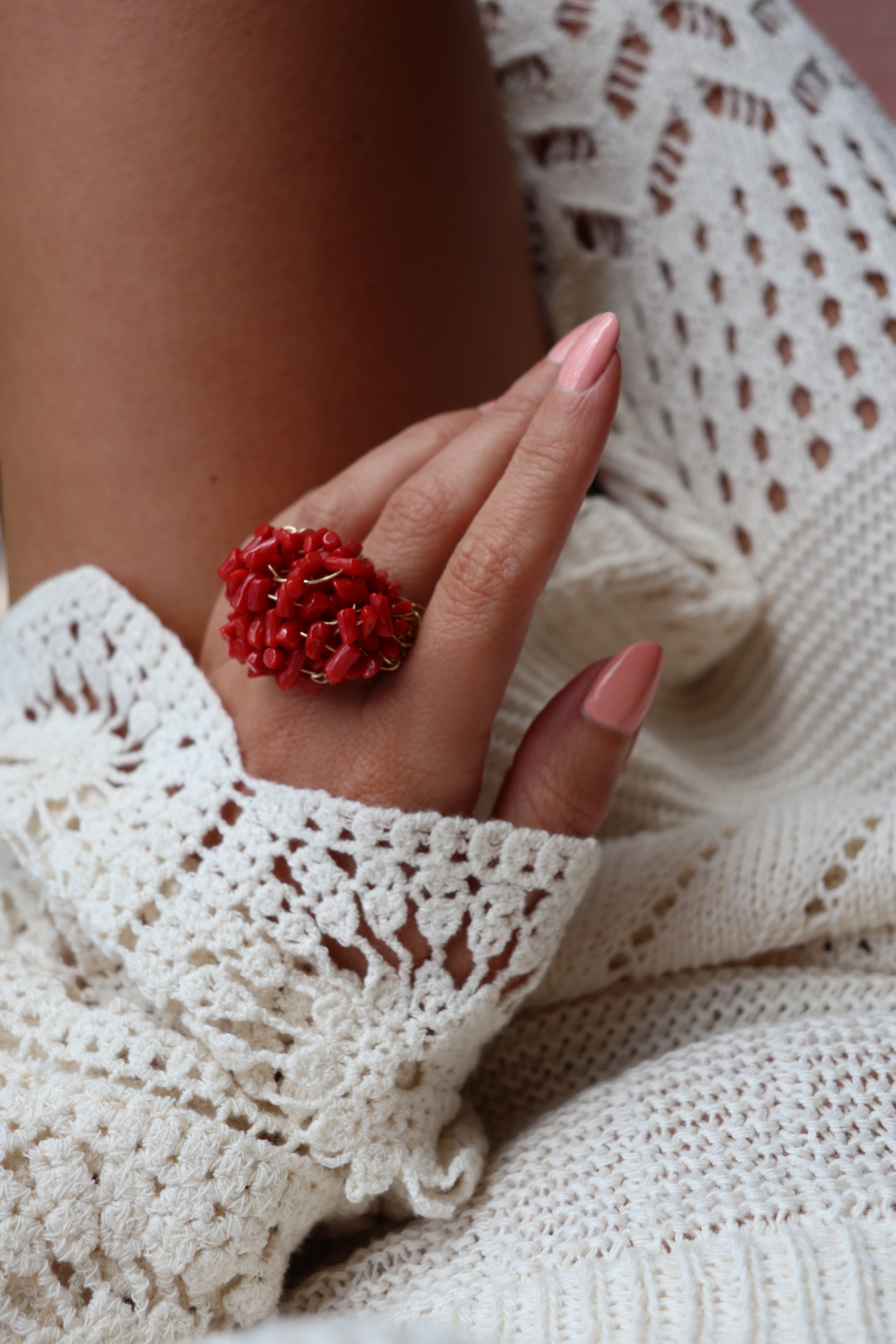 Anello Alta Marea corallo rosso