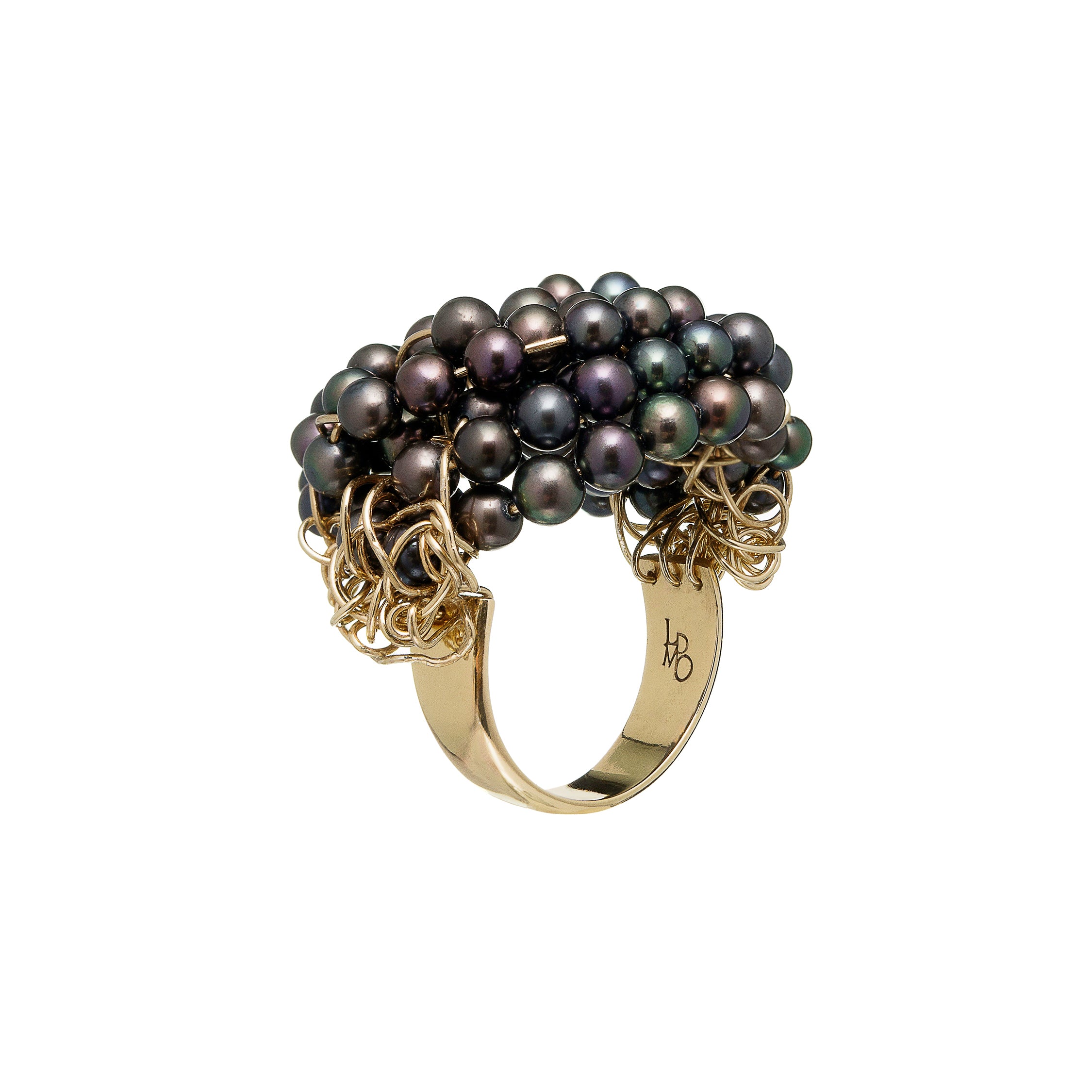 Anello Lulu’ intrecci (perle nere)